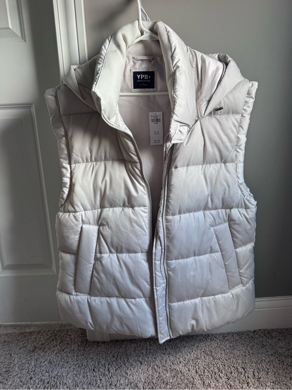YPB Quilted Puffer Vest in Light Ivory NWT